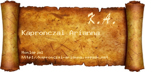 Kapronczai Arianna névjegykártya