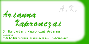 arianna kapronczai business card